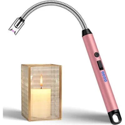 Immagine prodotto di Accendino elettrico a arco, ricaricabile tramite USB (Tipo C), resistente alle intemperie, per accendere candele, camino, cucina, campeggio, colore rosa