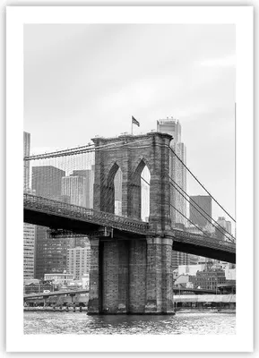 Produktbild von Poster - Poster ohne Rahmen - Brücke Brooklyn schwarz und weiß - 50x70 cm - Wand Bild - Wanddeko - Wandbilder - Kunstposter - Wandposter - Bilder - Kunstdruck - Wandbild - P2XPA50x70-4245