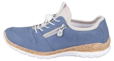 Produktbild von Rieker Damen Slipper Sneaker mit Reißverschluss und Keilabsatz N42G0, Größe:42 EU, Farbe:Blau