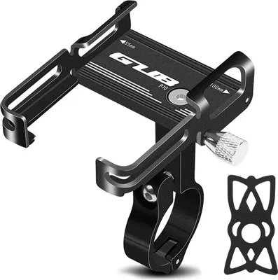 Obrázok produktu pre Držiak telefónu na bicykel z hliníkovej zliatiny Univerzálny držiak telefónu na bicykel na motocykel so silikónovou sponou Čierna