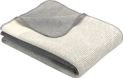 Produktbild von Ibena Kuscheldecke Toronto 150x200 cm - Baumwollmischdecke weiß/grau zweifarbig, Wolldecke,Sofadecke kuschelweich
