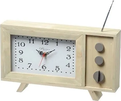 Produktbild von Tischuhr Fernseher TV Holz H/B/T 35/6/17,5 cm