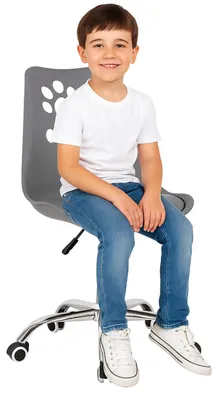 Zdjęcie produktu dla Krzesło biurowe Springos® Krzesło obrotowe szare Ergonomiczne krzesło dziecięce z regulacją wysokości