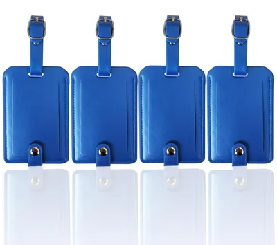 Immagine prodotto di Etichette per valigie, set da 4 pezzi, colore blu, in ecopelle