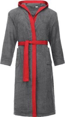 Produktbild von Ladeheid Herren Frottee Bademantel aus 100% Baumwolle LA40-190 (Dunkelgrau-12/Rot-26, L)