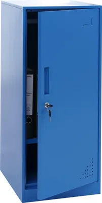Image de Vestiaire HWC-P63, casier pour objets de valeur armoire de consigne porte barre de penderie, 90x38x45cm acier ~ bleu