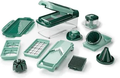 Immagine prodotto di Set da 16 pezzi per tagliare a julienne, a spirale, a cubetti e a fette - Verde menta