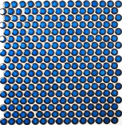 Produktbild von Knopfmosaik LOOP Rundmosaik dunkelblau kobalt Wand Küche Dusche BAD MOS10-0405