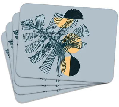 Produktbild von MG Design Set aus 4 Kork-Platzsets - Abstract Botanica 2 - 30 x 40 cm - hitzebeständig & abwischbar, mit Korkrückseite