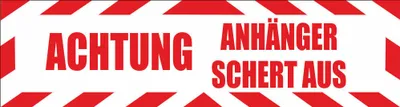 Produktbild von INDIGOS UG - Magnetschild "Achtung! Anhänger schert aus" mit Rahmen 30 x 8 cm - Magnetfolie für Auto / LKW / Truck / Baustelle / Firma