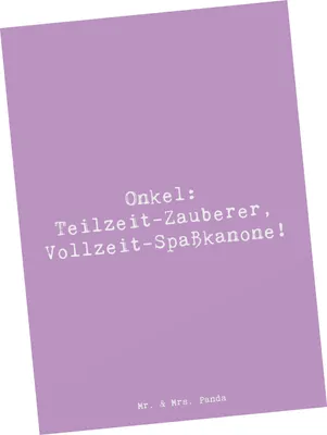 Produktbild von Mr. & Mrs. Panda Grußkarte Spruch Spaßiger Onkel - Lavendeltraum - Geschenk, Kunstkarten, Freude, Spaß, Ersatzvater, personalisierte Geschenke, Postkarte, Ansichtskarten