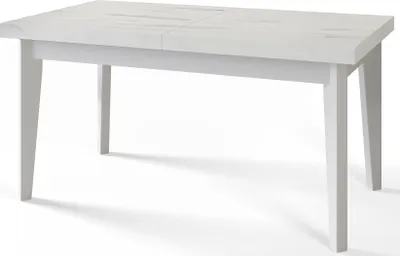 Produktbild von Esstisch 120 cm / 160 cm, Ausziehbarer Tisch, Küchentisch, Esszimmer Tisch, Wohnzimmertisch, Zimmertisch, Moderner Tisch, Loft Tisch, Weiße Beine, Skandinavisch, 120x80, Marmor
