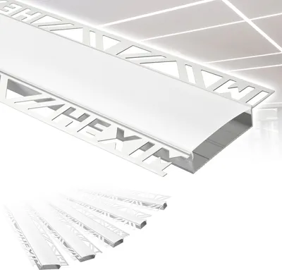 Produktbild von HEXIM LED Trockenbauprofil Alu Unterputzprofil LED Profil (20 Meter / 10 Profile) inkl. Abdeckung opal Trockenbauleiste Einbauprofil Schiene Decke Wand (ALED-5, Leuchtbreite 50mm)