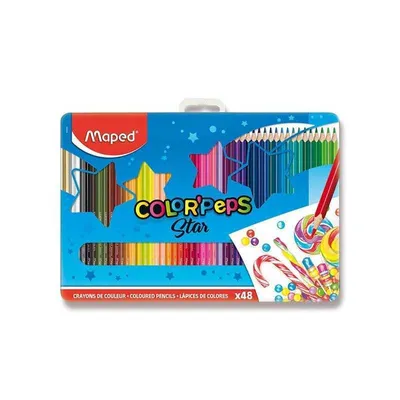Image de Maped 832058 Maped Crayon de couleur triangulaire COLOR'PEPS, étui métallique de 48 pièces