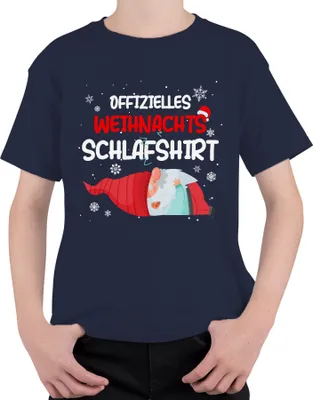 Produktbild von Offizielles Weihnachts-Schlafshirt Gnom Wichtel - Weihnachten Xmas Christmas Uni Kinder T-Shirt, Navy, 152