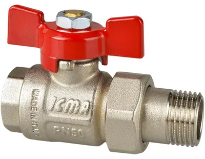 Productafbeelding van Kogelkraan mannelijk/vrouwelijk, vol doorlaat, met aluminium aansluitstukken en vlinderklep, ICMA, 3/4" - PN40
