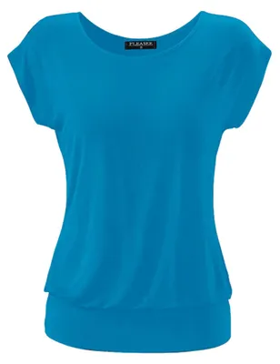 Productafbeelding van Fleasee dames T-shirt, korte mouwen, blouse, stretch, casual, tuniek, alover print, top