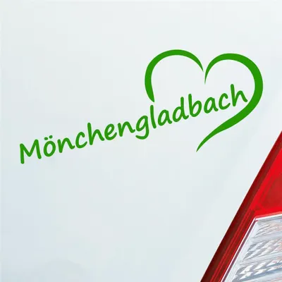 Produktbild von Auto Aufkleber Mönchengladbach Herz Stadt City Liebe Love 19,5x8 cm Hellgrün Sticker Heckscheibenaufkleber