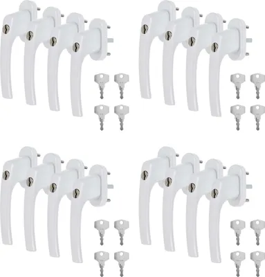 Produktbild von 16 x Alu Fenstergriffe in Weiß abschließbar Stiftlänge 40mm