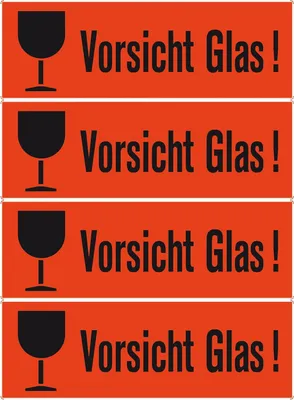 Produktbild von Versandzettel Vorsicht Glas leuchtrot 39x118 mm 1000 St.