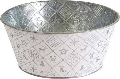 Image de Pot à fleurs rond, en argent Ø 20x9 cm, bac à fleurs en métal