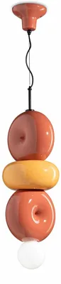 Produktbild von Aufhängung Vintage Deco Bumbum 3 Elemente Keramik Gelb und Orange 1 Licht E27