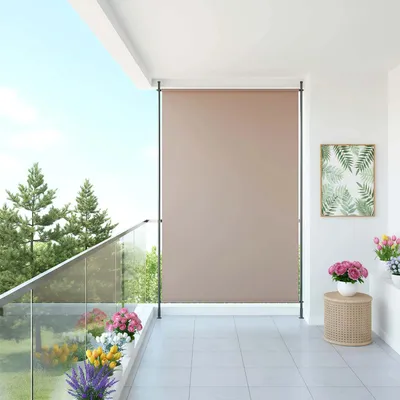 Obrázok produktu pre Balkónová markíza – vertikálna roleta – 1,2 × 2,7 m – ručná kľuka – bez vŕtania – nepremokavá, zatemňujúcaPolyuretántkanina – ochrana pred pohľadmi, slnkom a vetrom – bordová červená