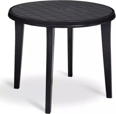 Produktbild von Kempingový stôl Lisa 90 cm okrúhly, grafitový pevný plast