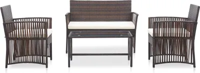 Produktbild von vidaXL 4-tlg. Garten-Lounge-Set mit Auflage Poly Rattan Braun