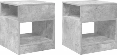Produktbild von Beistelltisch 2 pcs Beton Grau 40,5 x 40 x 45 cm Holzwerkstoff