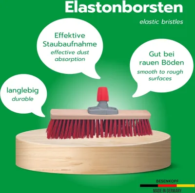 Produktbild von Novaliv 2x Strassenbesen mit Stiel 40 cm I Teleskopstiel ausziehbar I Elaston rot I Industriebesen Kehrbesen Gartenbesen Werkstattbesen Außenbesen