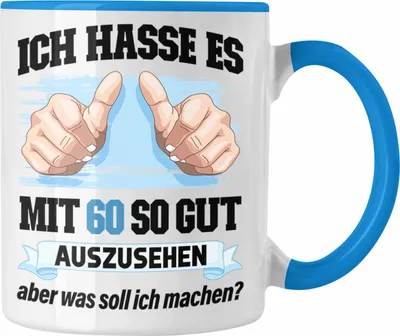 Produktbild von Trendation -  60. Geburtstag Tasse Frau Männer Geschenk 60er Geschenkidee 60 Mutter Vater Mann Frauen Lustig Geschenke Deko (Blau)