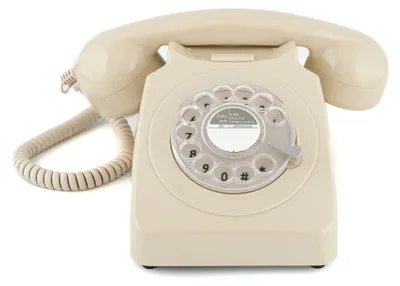 Produktbild von GPO 746ROTARYIVO Retro Telefon mit Wählscheibe im 70er Jahre Design Creme – Crème