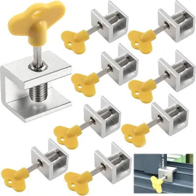 Productafbeelding van 9x Raamslot met sleutel - Schuiframenslot - Kort - Verstelbaar - Geschikt voor schuifdeuren en schuiframen - 12mm schroeven