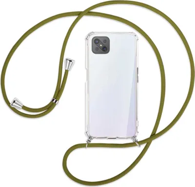Produktbild von Handykette Backcover-Schutzhülle mit Band (Metall silberfarben) für Oppo A92S / Reno4 Z 5G - khaki