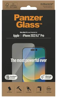Productafbeelding van PanzerGlass Ultra-Wide Fit Anti-Bacterial Screenprotector incl. applicator voor de Apple iPhone 14 Pro