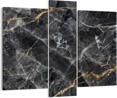 Produktbild von Bild auf Leinwand - Leinwandbild - 3 Teile - Marmor Stein Schwarz - 95x80cm - Wand Bild - Wanddeko - Wandbilder - Leinwanddruck - Bilder - Wanddekoration - Leinwand bilder - Wandbild - CB95x80-4899