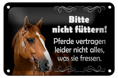 Produktbild von Blechschild Spruch 18x12cm bitte nicht füttern Pferde