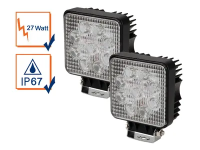Produktbild von 2er SET LED Außenstrahler schwarz - IP67 Arbeitsscheinwerfer Werkstattleuchten