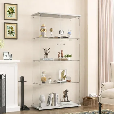 Produktbild von Glasvitrine Standvitrine 164x80x36 cm Weiß 4 Glasböden abschließbar