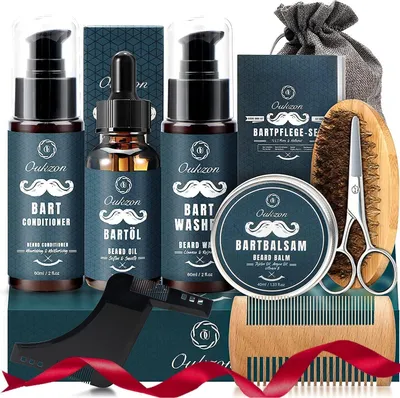 Produktbild von Bartpflege Set als Geburtstagsgeschenk für Männer 10 Teile inkl Shampoo Öl Balsam Valentinstag Geschenke für Ihn Bartpflegekit für Männer