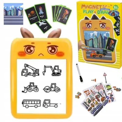 Produktbild von Magnetisches Zeichenbrett für Kinder, Puzzle, Autos, Fahrzeuge, Stift