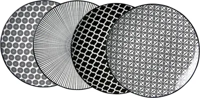 Dessertbordenset Takeo, 4 Stück, 21,5 cm, Porzellan, schwarz