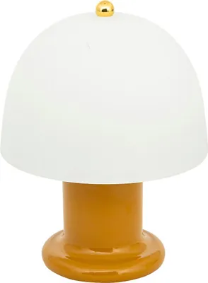 Zdjęcie produktu dla LAMPA STOŁOWA Rick NA BATERIE LED 21 cm żółta stal i szkło