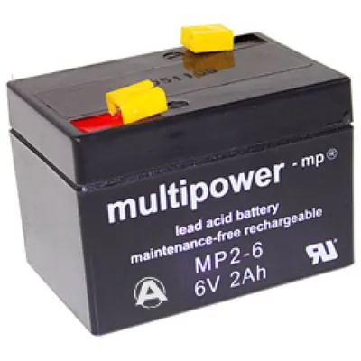 Productafbeelding van Multipower MP2-6 accu, loodzuur, 6 Volt, 2000mAh, aansluiting 4,8m
