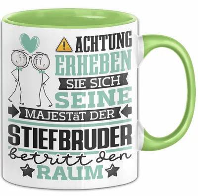 Produktbild von Stiefbruder Geschenk Tasse Lustiger Spruch Erheben Sie Sich Der Stiefbruder Betritt den Raum (Grün)