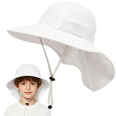 Immagine prodotto di Cappello da sole per bambini, protezione UV UPF 50+, regolabile, con protezione per il collo, adatto da 0 a 12 anni, traspirante