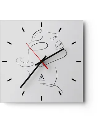 Produktbild von Wanduhr - Quadrat - Glasuhr - Stück Linear Gesicht - 40x40cm - Schleichendes Uhrwerk - Lautlos - zum Aufhängen bereit - Dekoration Modern - Wanddekoration aus Glas - C3AC40x40-4823