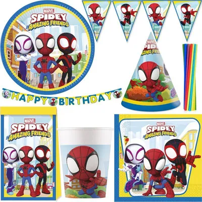 Produktbild von Spidey & seine Freunde Geburtstag Deko Partyset Spiderman Kinergeburtstag