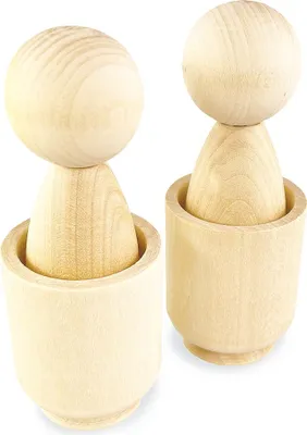 Produktbild von Ulanik Montessori-Holzspielzeug "Unfinished Peg Dolls in Cups" 2ks